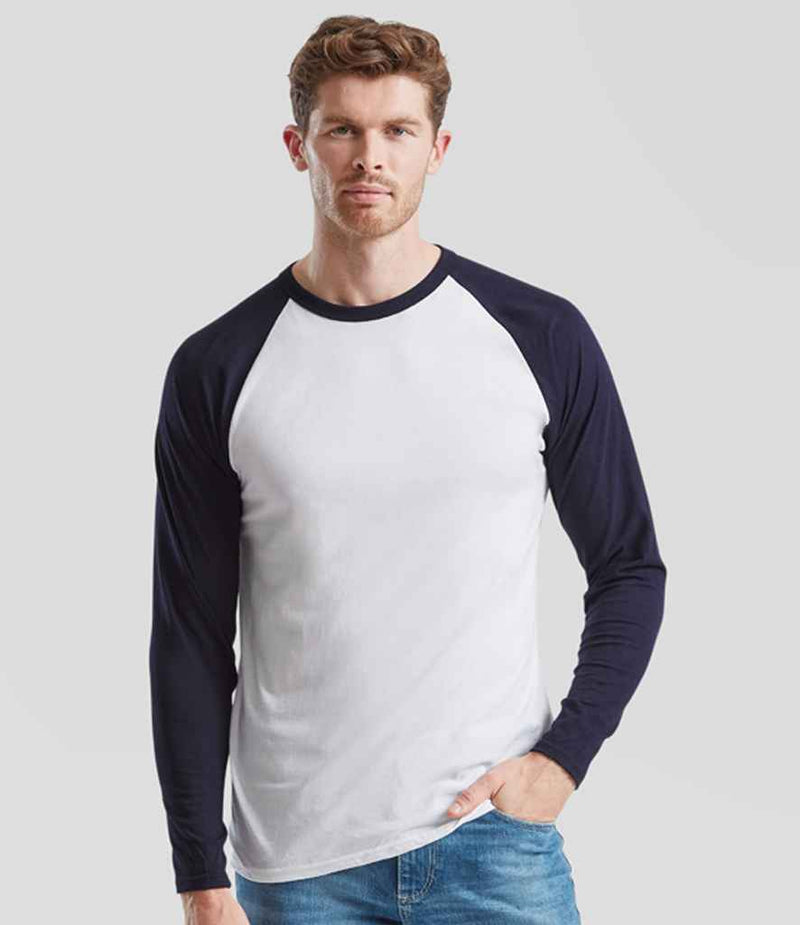 Fruit of the Loom Contrast Long Sleeve Baseball T-Shirt