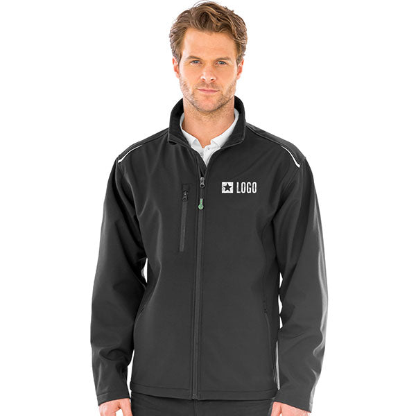 Promotional Result Genuine Recycled Three Layer Printable Soft Shell Jacket