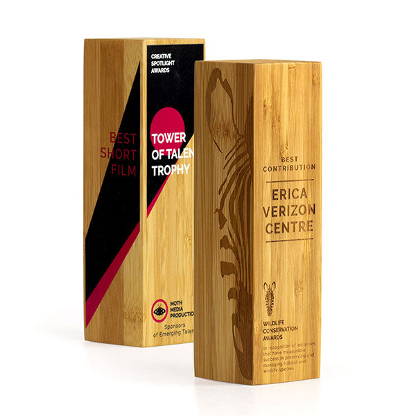 Promotional Solid Moso Bamboo Column Award - Engraved