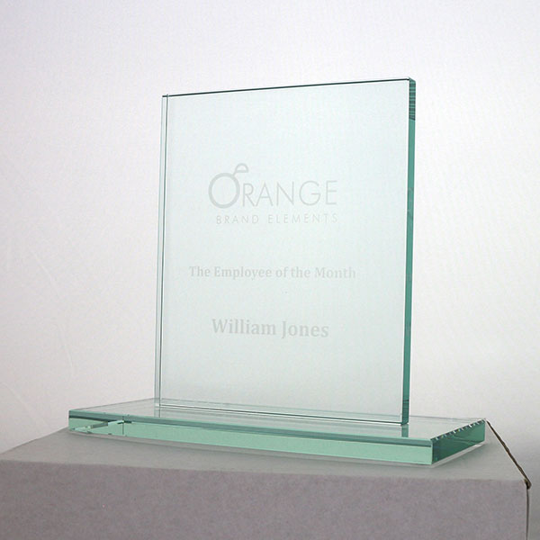 Promotional 15 x 12.5cm Jade Glass Rectangle Award - Engraved