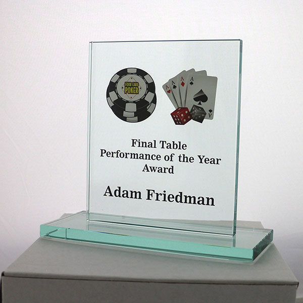 Promotional 15 x 12.5cm Jade Glass Rectangle Award - Full Colour