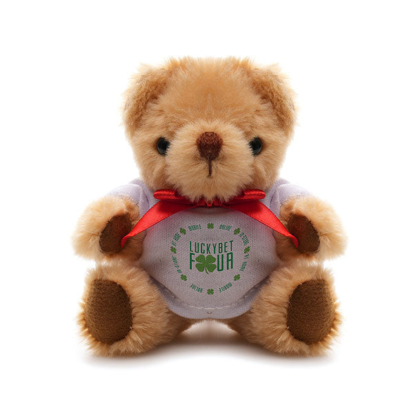 Promotional Jointed 13cm Bear Wearing White T-Shirt