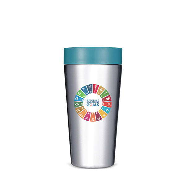 Promotional Circular Design 12oz Stainless Steel Travel Mug - Full Colour