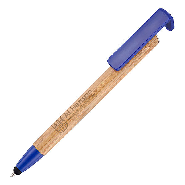Promotional Autograph Bamboo Phone Up Ballpen - Engraved
