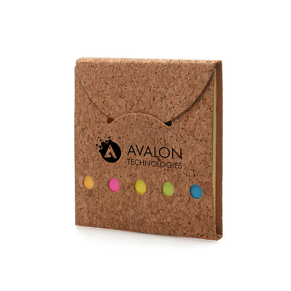 Promotional Cork Sticky Notes and Flags Set - Spot Colour