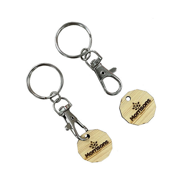 Promotional Bamboo Trolley Token Key Ring - Engraved