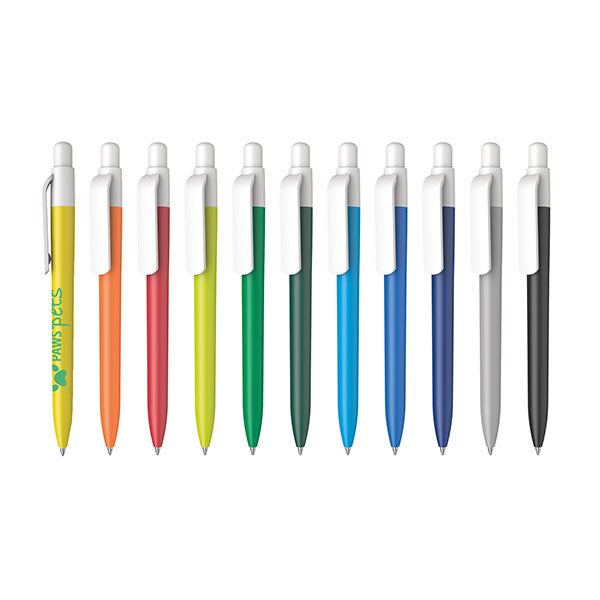 Promotional Kind rPET White Clip Ballpen - Spot Colour