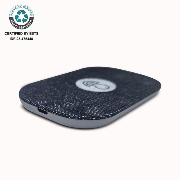 Promotional 15W Wireless rPET and Cotton Charger - Spot Colour