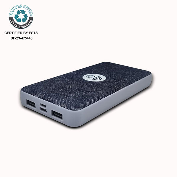 Promotional rPET and Cotton Powerbank 10000mAh  - Spot Colour