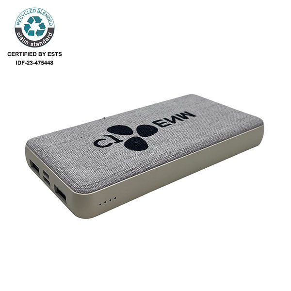 Promotional rPET and Hemp Powerbank 10,000mAh - Spot Colour