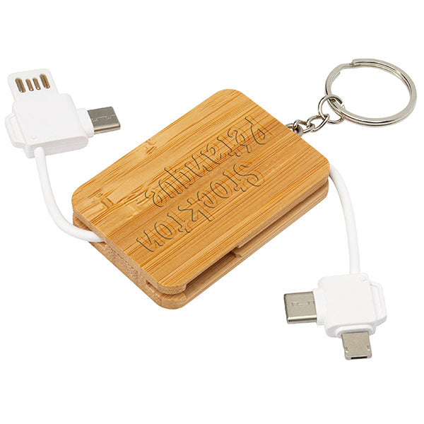Promotional Reel 6 in 1 Bamboo Charging Cable