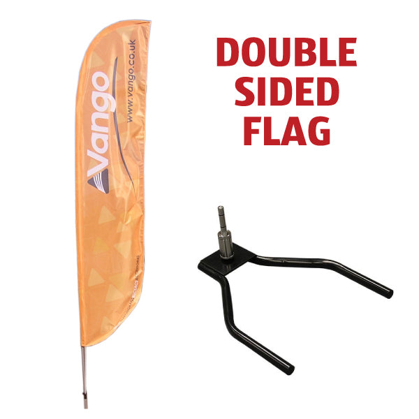 Double sided Medium Feather flag with car drive on base