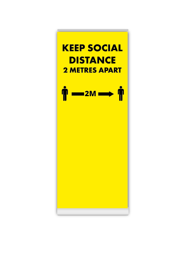 Social distance roller banner